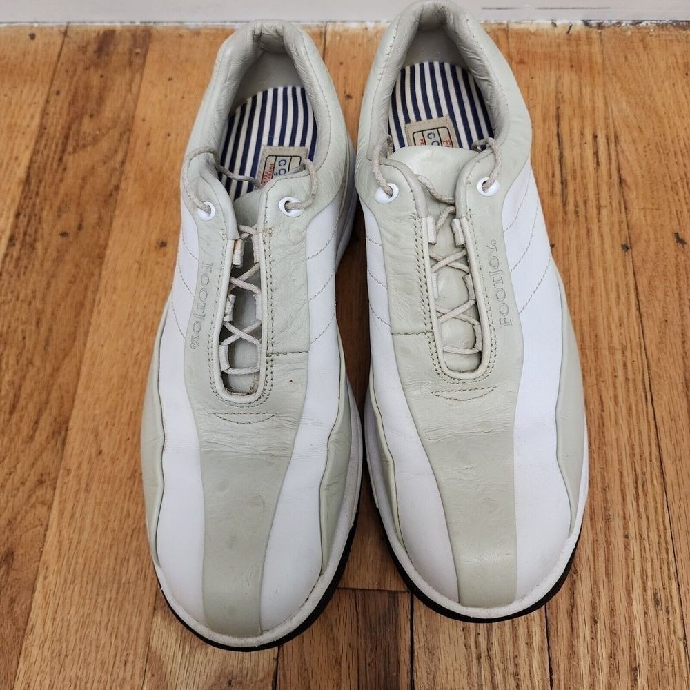 FootJoy Contour Series Womens Size‎  7 M Golf Shoes Oxfords Leather White/Beige - Picture 7 of 15